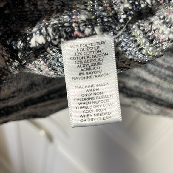 LOFT texture knit cotton blend blk pullover crop sweater 3/4 sleeve side slit LG - Picture 6 of 11